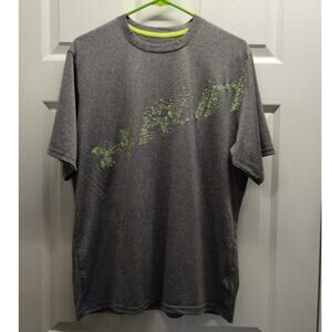 Under Armour Men's Size Large Heat Gear Gray RUN Logo Spellout Athletic T-Shirt